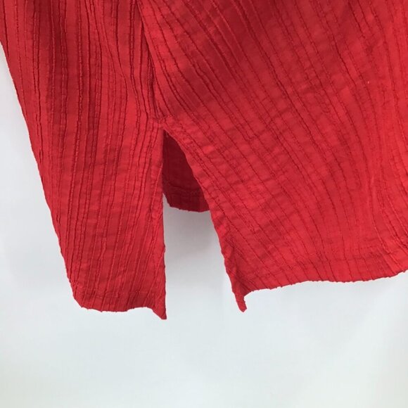 Moonlight by Y&S Popover Top XXL Red Goth Wired Collar Crinkle Pleated Sharkbite - Picture 12 of 13